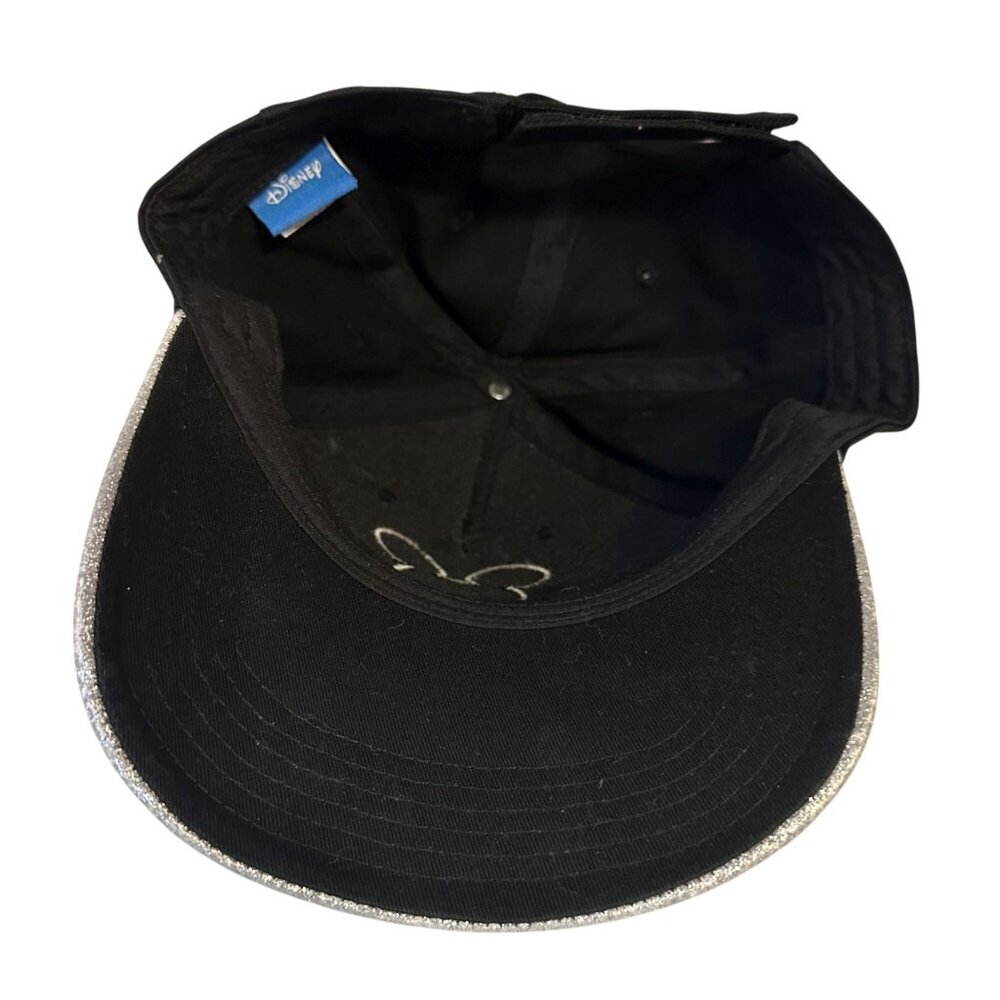 Disney Mickey Mouse Silver Glitter Baseball Cap Hat Adult Black VGC - Picture 5 of 5